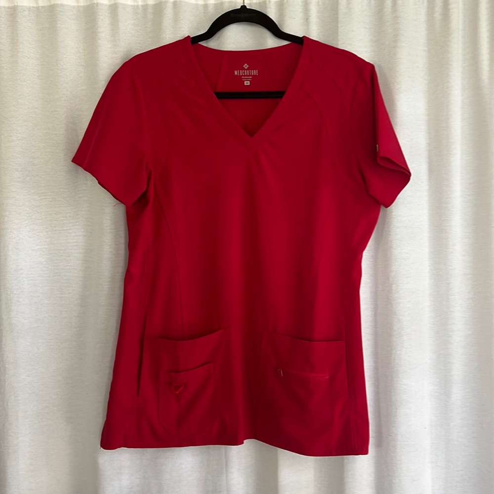 MedCouture activate red scrub top womens